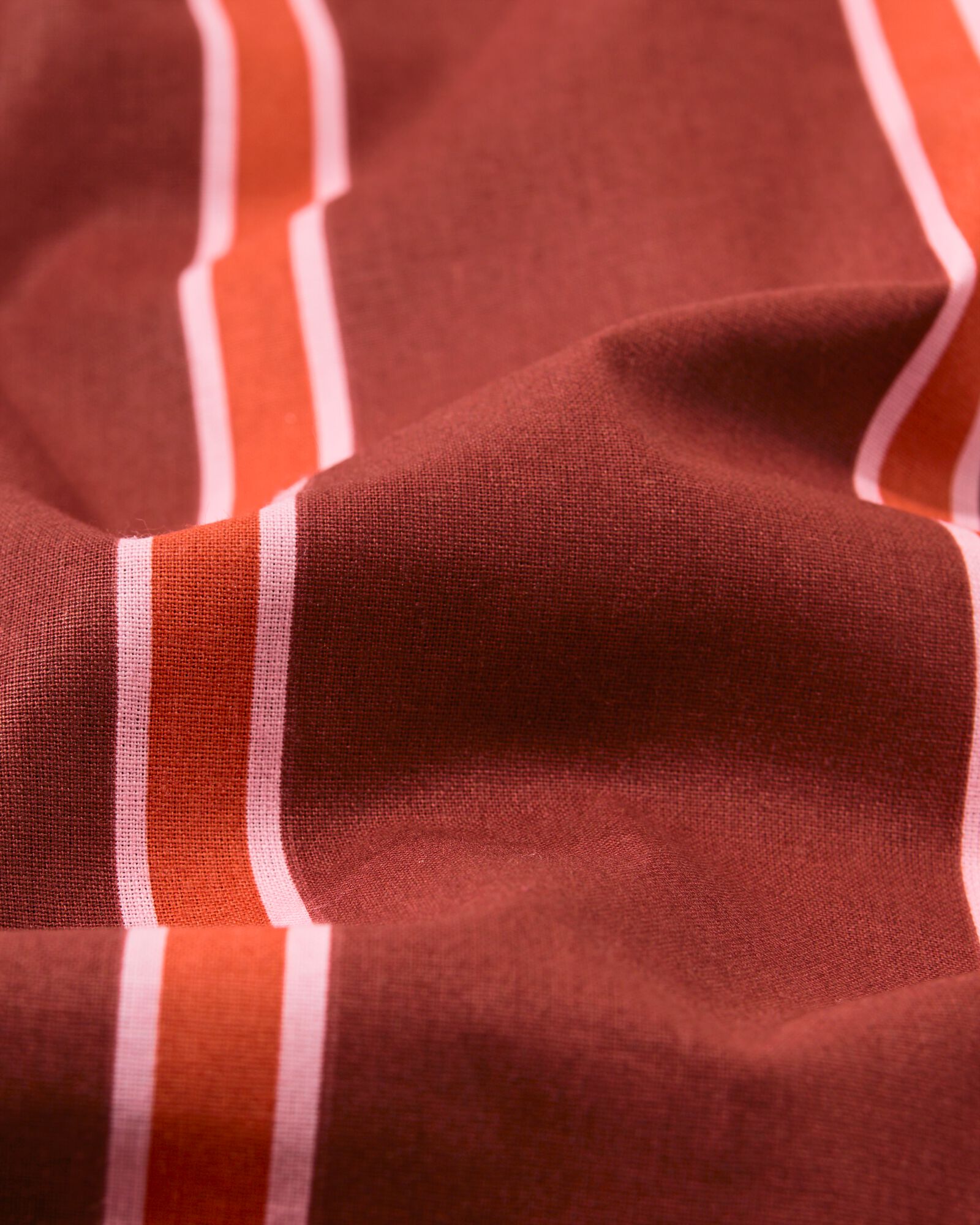 housse de couette 140x200/220cm coton doux ray&eacute; marron - 5720195 - HEMA