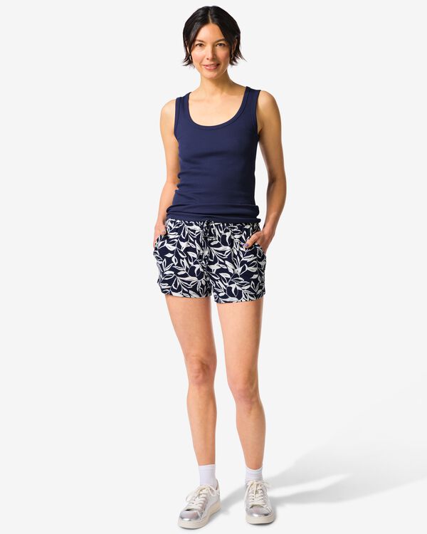 Damen-Shorts Fay, entspannte Passform, Bl&auml;tter dunkelblau dunkelblau - 36304270DARKBLUE - HEMA