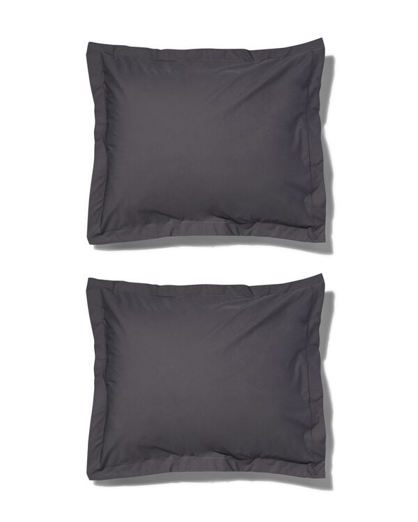 taies d'oreiller percal 60x70 gris fonc&eacute; - 2 pcs. - 5180042 - HEMA