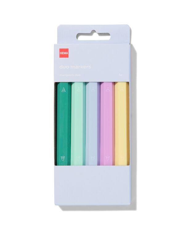 5er-Pack Marker mit 2 Spitzen - 14470062 - HEMA