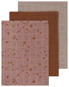 3er-Pack Mull-Waschhandschuhe, 15 x 20 cm, Struktur, Blumen - 33363120 - HEMA