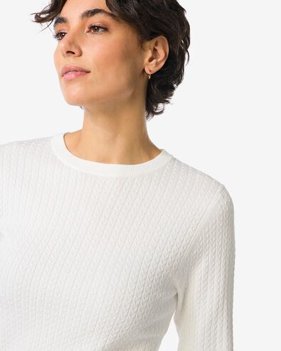 Damen-Pullover, Livia, Zopfmuster wei&szlig; - 36205360WHITE - HEMA
