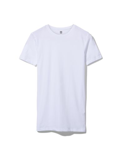 heren t-shirt slim fit o-hals extra lang wit L - 34276845 - HEMA