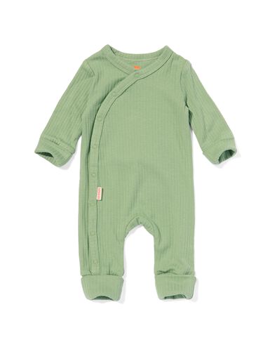newborn meegroei jumpsuit rib met bamboe stretch groen 62/68 - 33479413 - HEMA