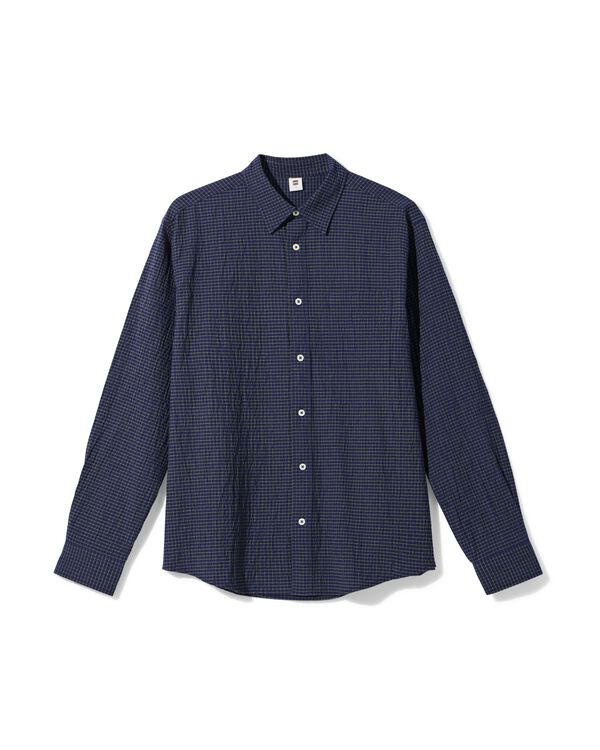 chemise homme Maurice seersucker motifs g&eacute;om&eacute;triques bleu fonc&eacute; bleu fonc&eacute; - 2140010DARKBLUE - HEMA