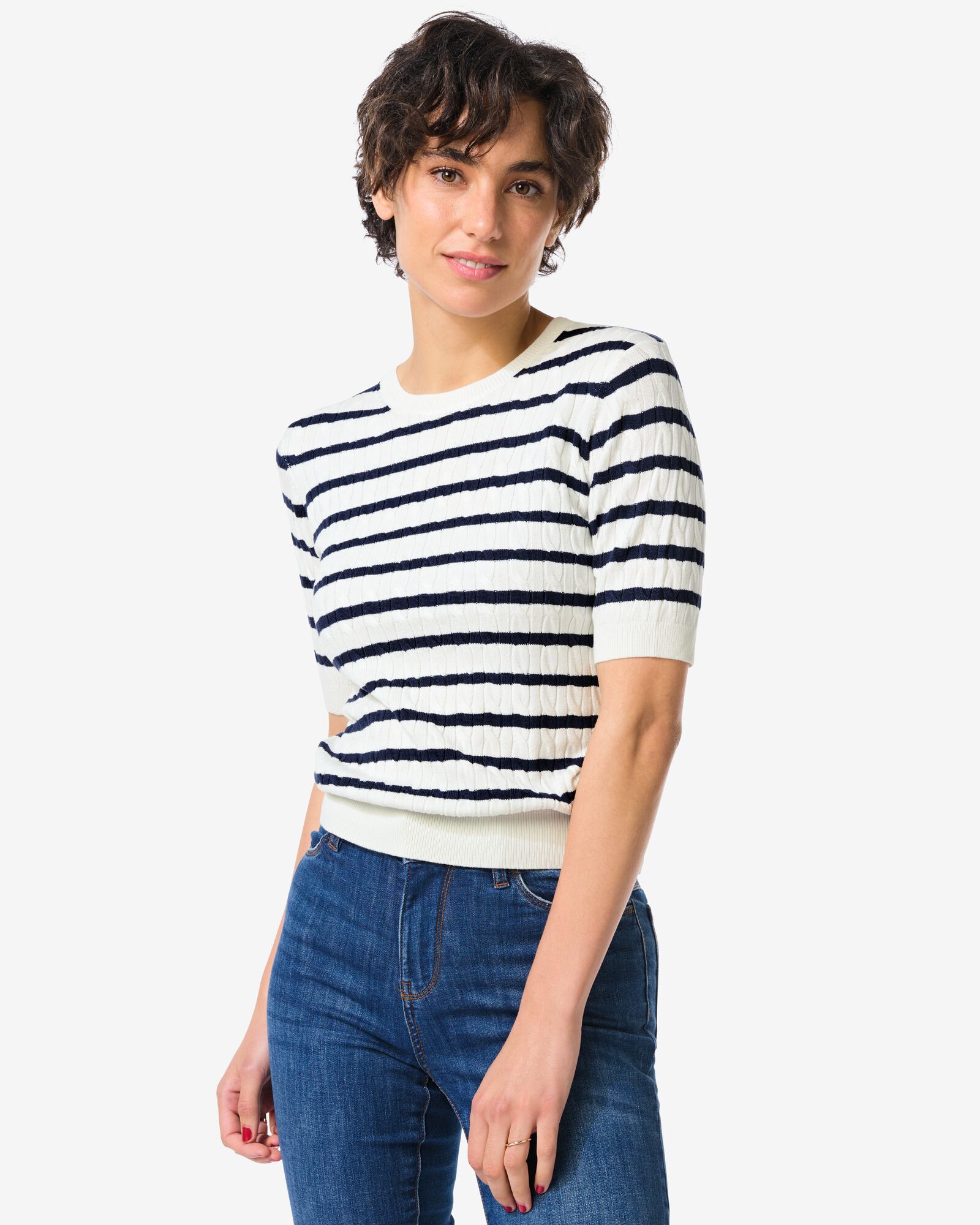 pull femme Fally en maille torsad&eacute;e blanc - 36206340WHITE - HEMA