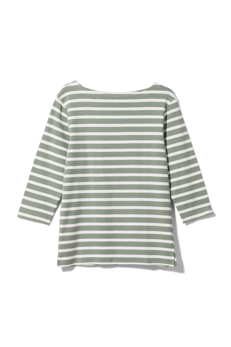 dames t-shirt Cara met boothals groen groen - 1000029918 - HEMA