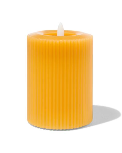 bougie nervur&eacute;e LED avec cire &Oslash;7.5x10 jaune ocre - 13550057 - HEMA