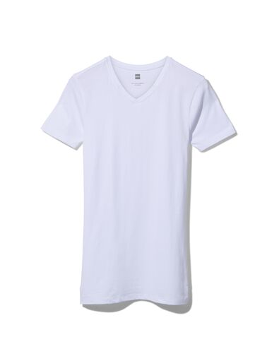 t-shirt homme slim fit col en v - extra long blanc XXL - 34276867 - HEMA
