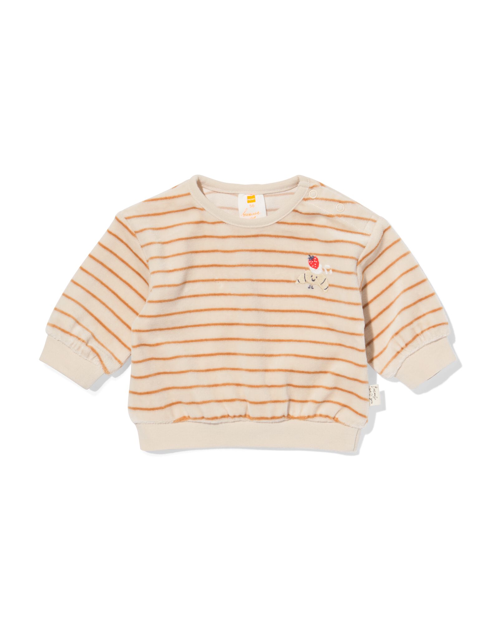 newborn trui velours strepen ecru - 33444120ECRU - HEMA