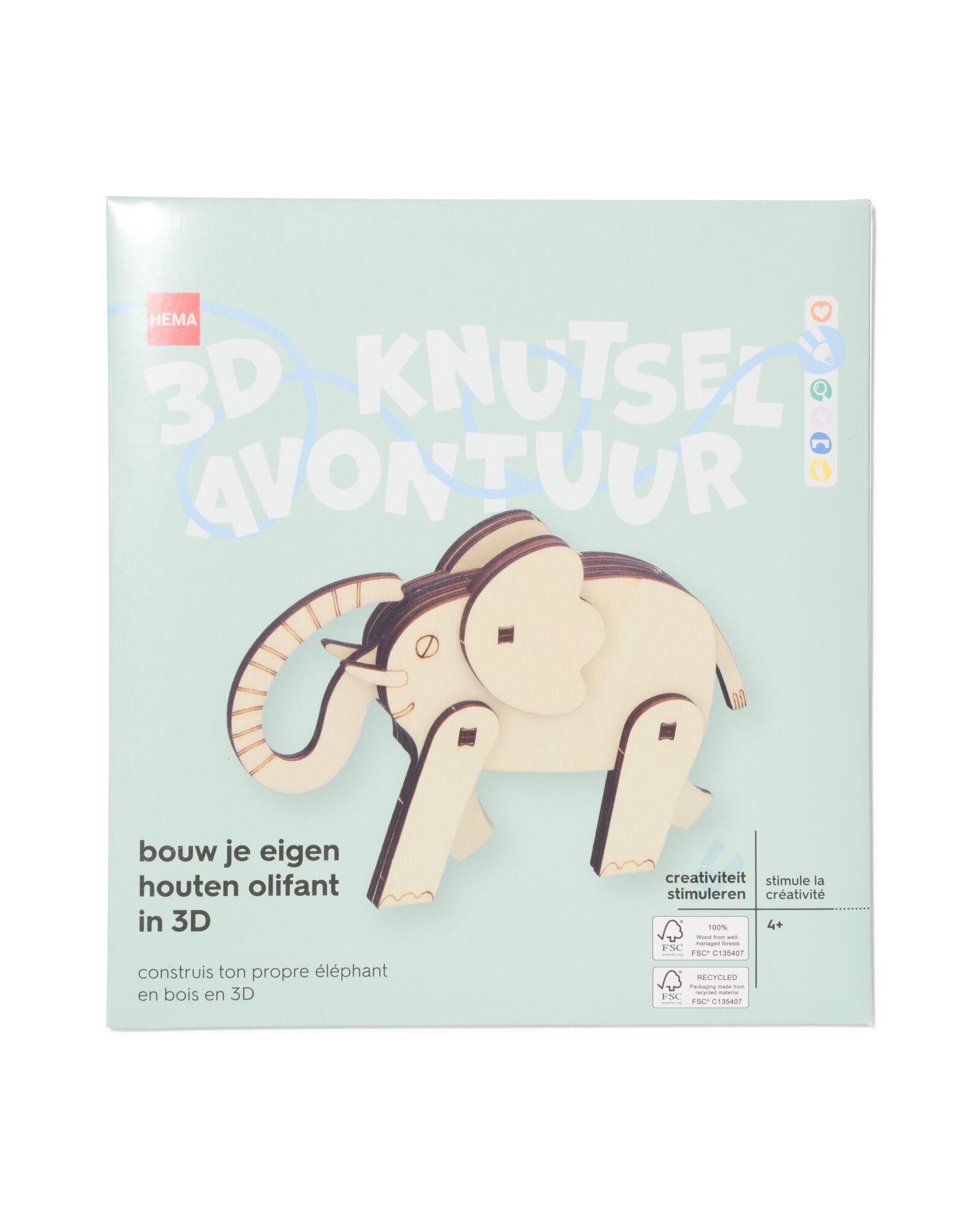 Bauplatte 3D, Holz, Elefant - 15900510 - HEMA