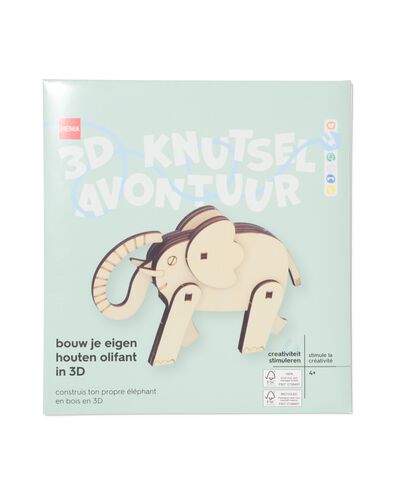 Bauplatte 3D, Holz, Elefant - 15900510 - HEMA