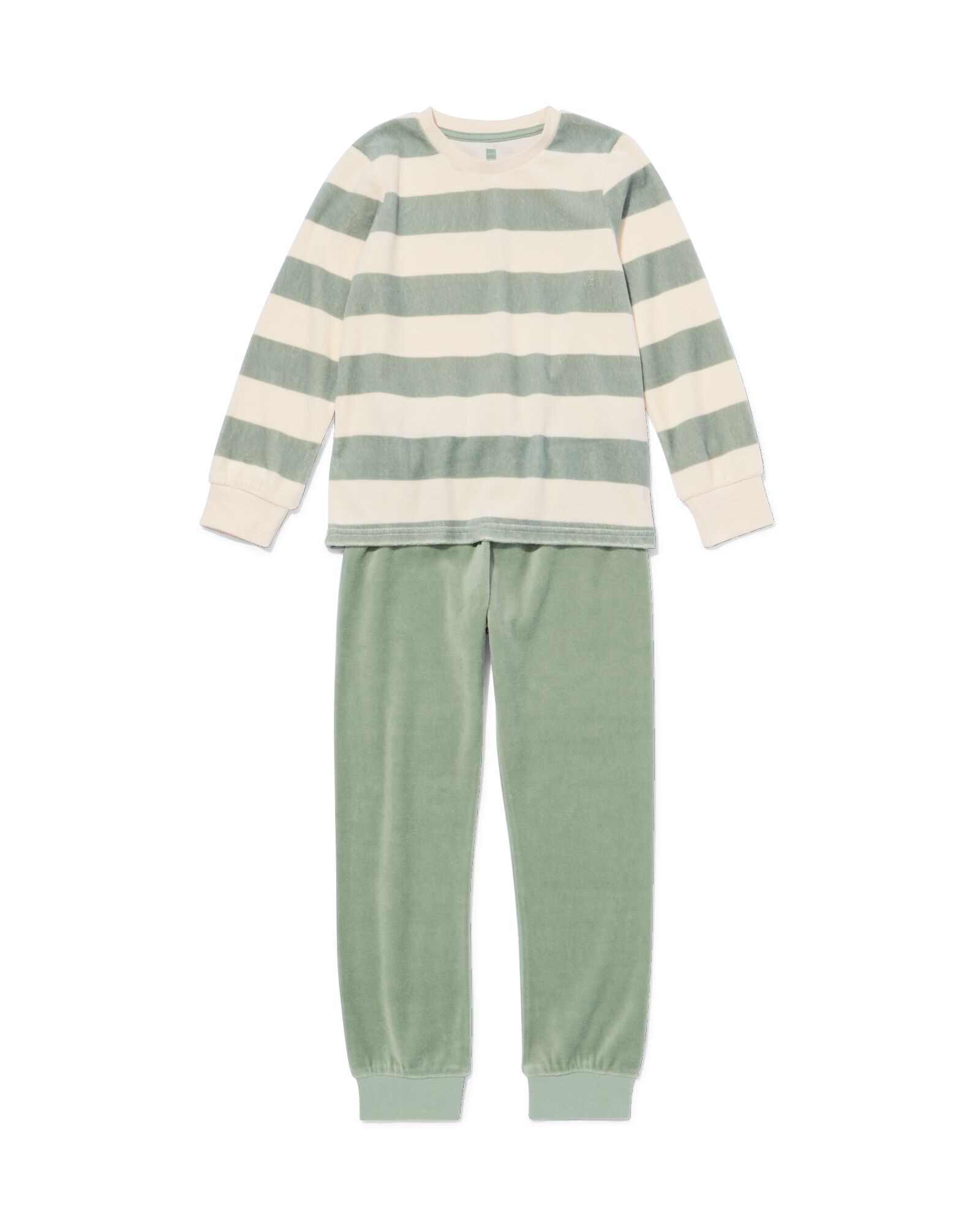 kinderpyjama velours strepen groen groen - 23001350GREEN - HEMA