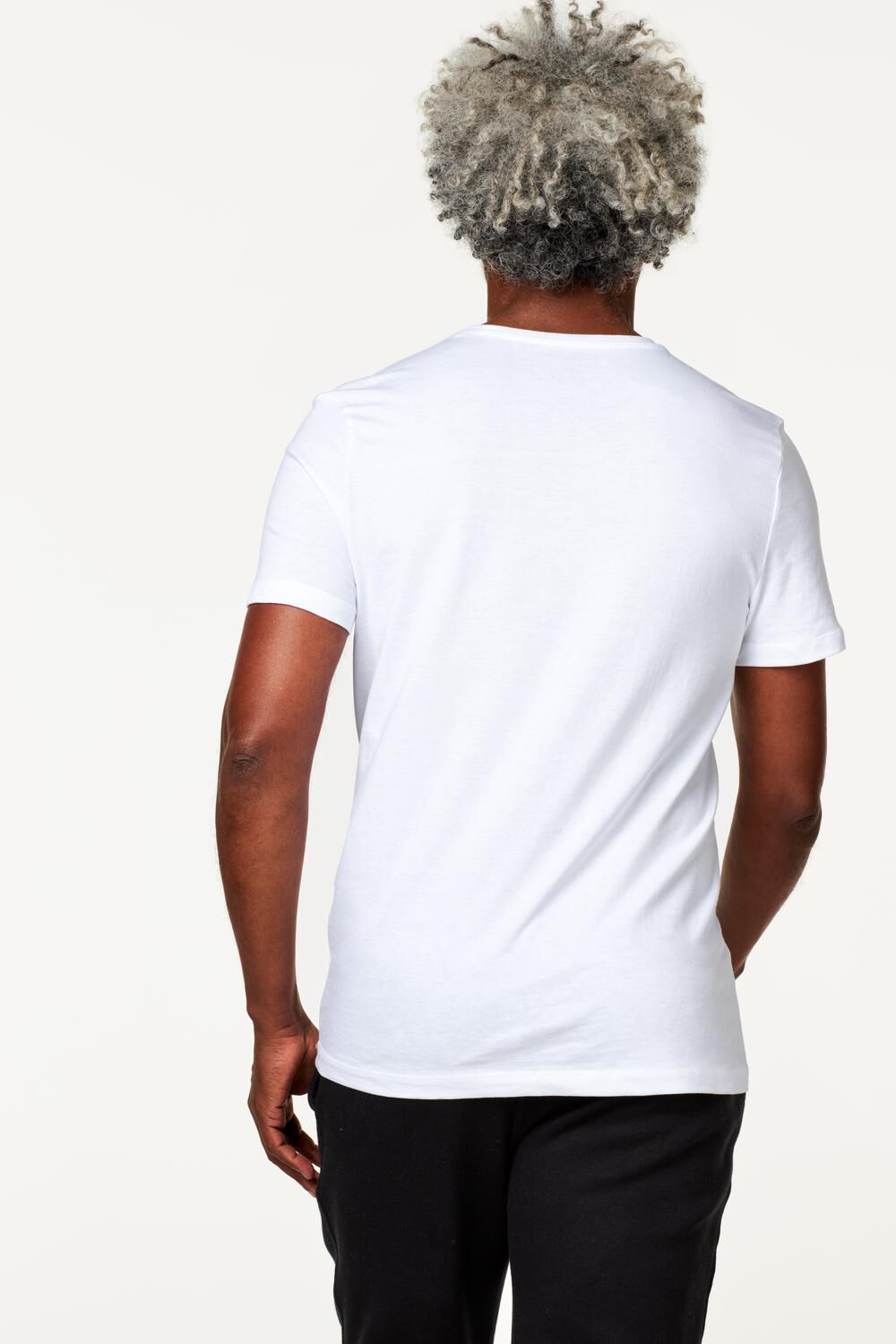 heren t-shirt regular fit v-hals - 2 stuks white - HEMA