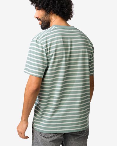 heren T-shirt Elias relaxed fit strepen lichtgroen lichtgroen - 2129810LIGHTGREEN - HEMA