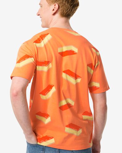 t-shirt homme relaxed fit orange tompouce orange M - 2115131 - HEMA