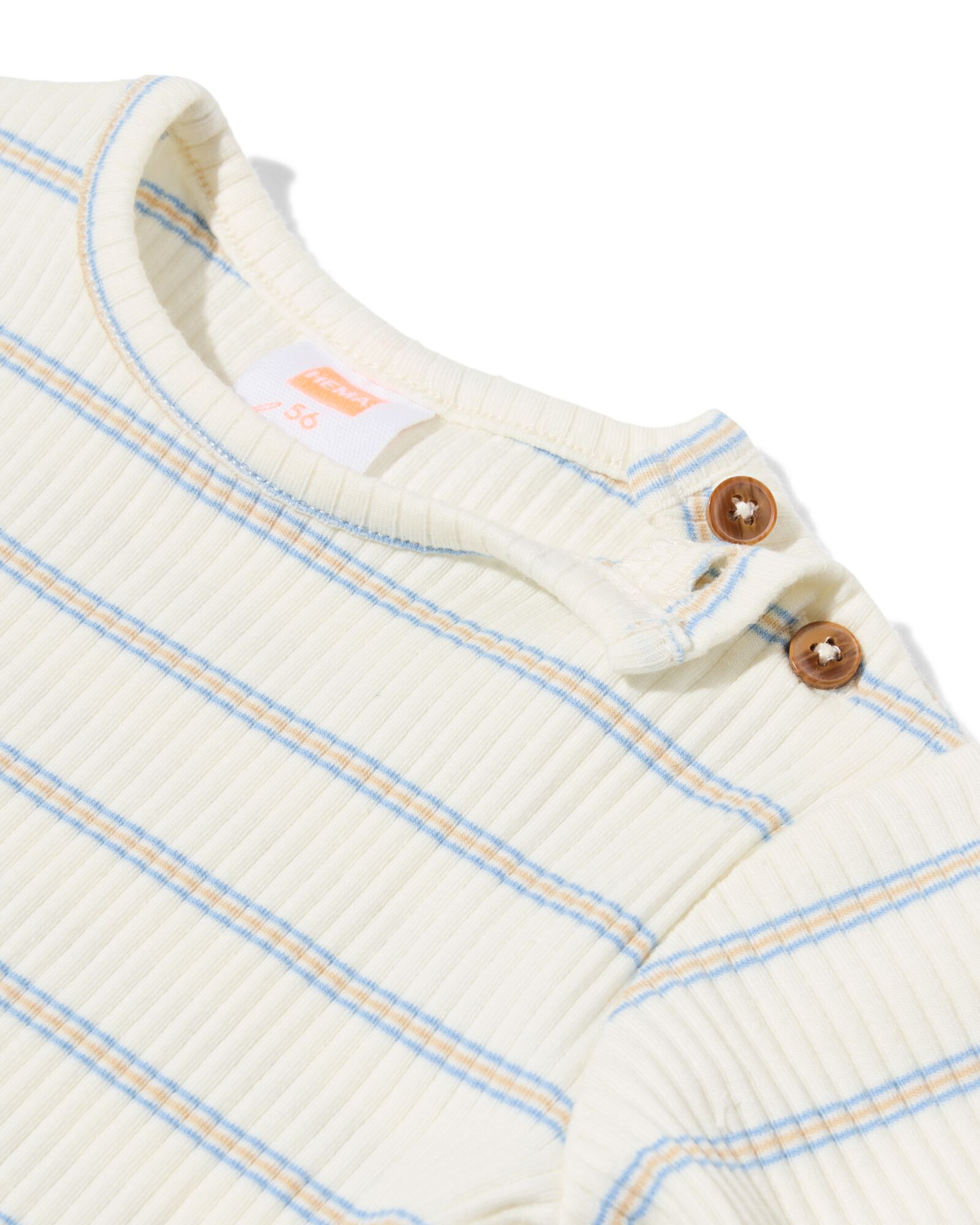 newborn T-shirt jersey strepen gebroken wit gebroken wit - 33453420OFFWHITE - HEMA