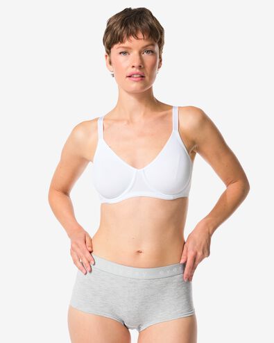 damesboxer katoen everyday tailleband grijsmelange - 19640865GREYMELANGE - HEMA