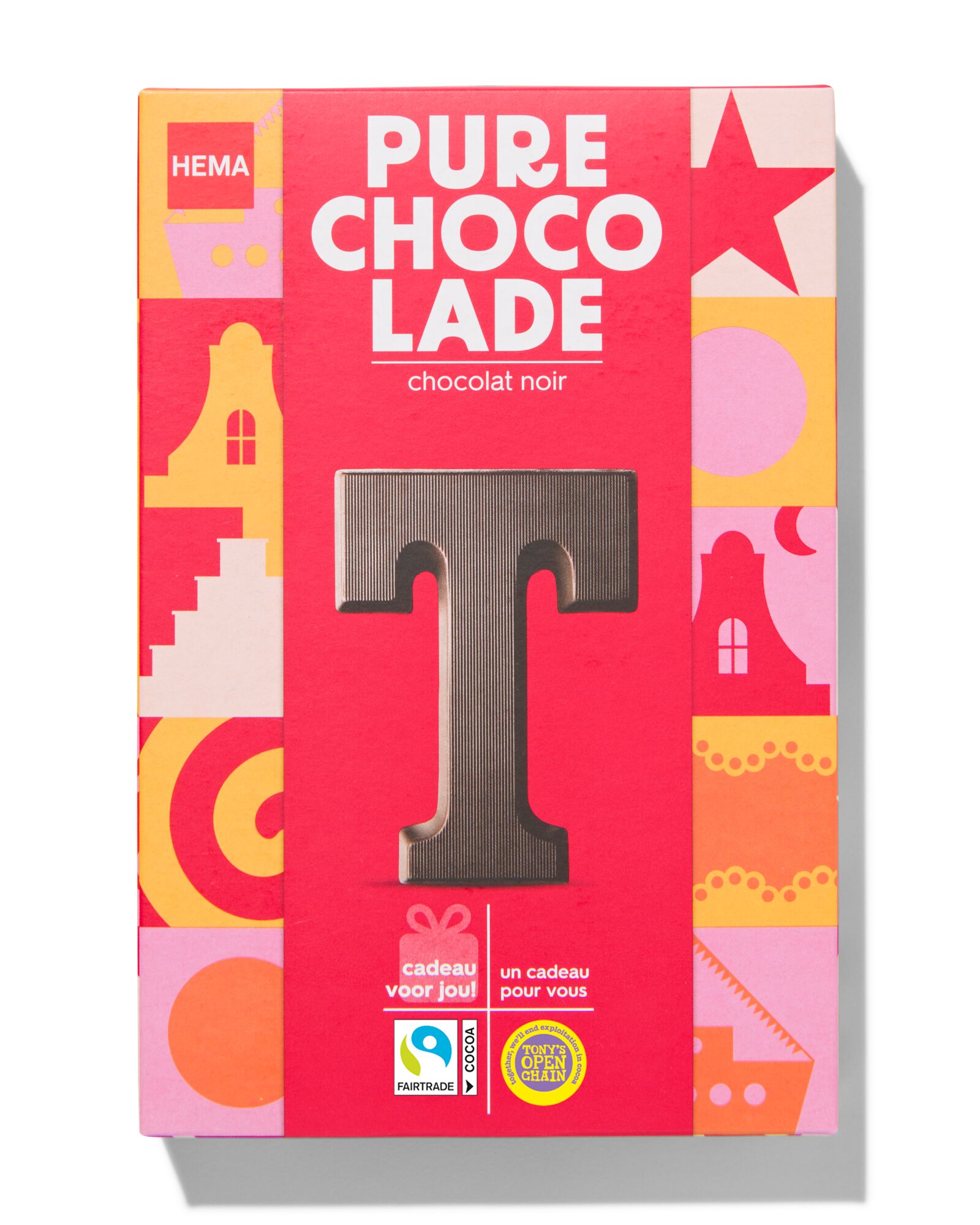 chocoladeletter puur T 140g - 24402120 - HEMA