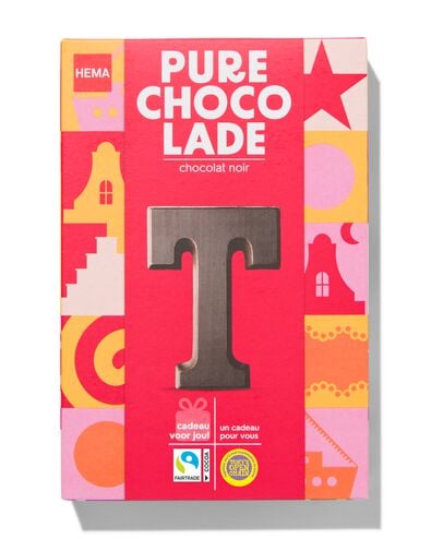 chocoladeletter puur T 140g - 24402120 - HEMA