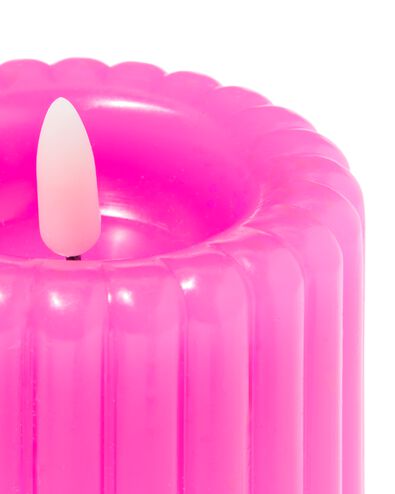 Bougie LED 7.5x15cm rib rose - 13550094 - HEMA