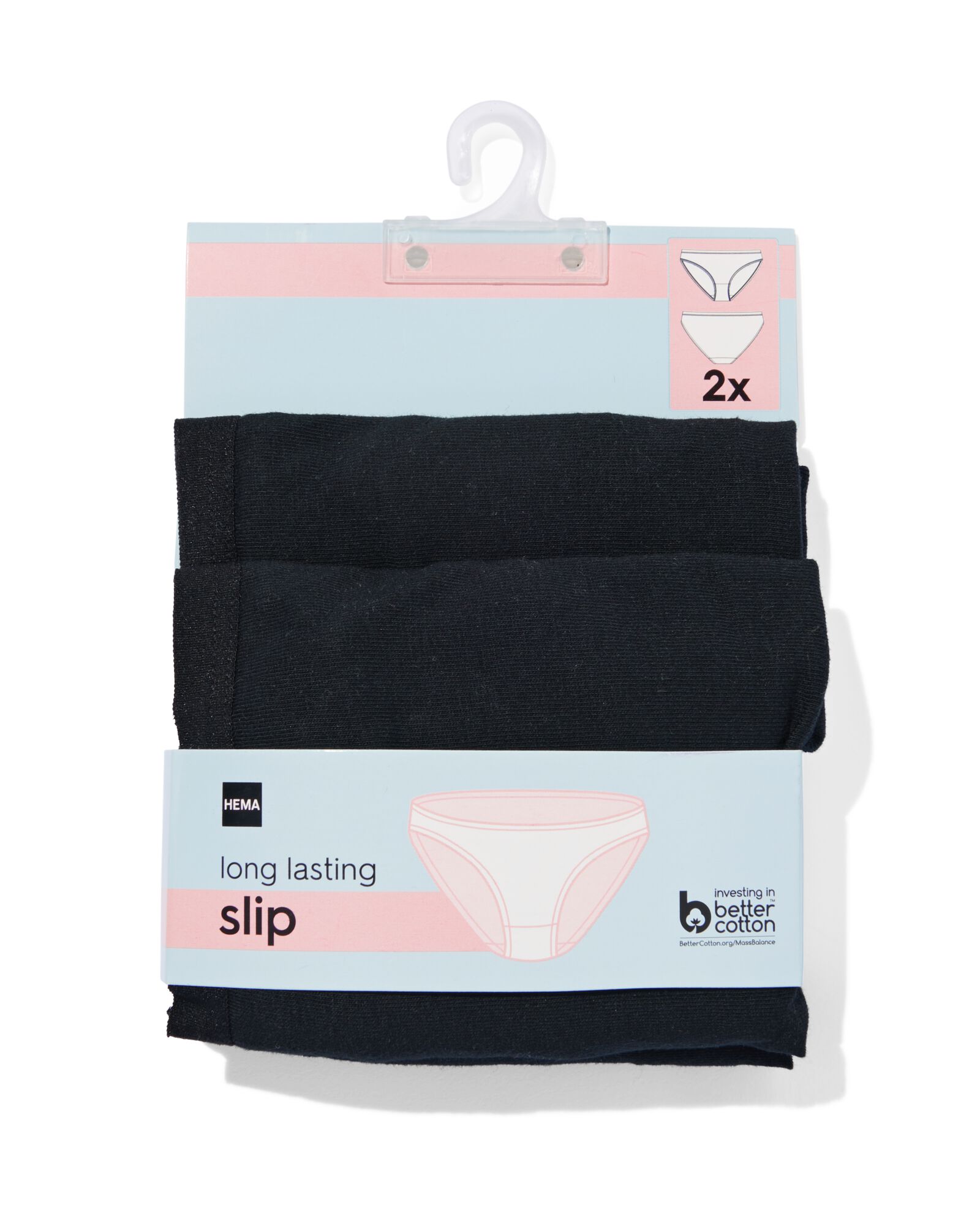 dames slips stretch katoen - 2 stuks zwart zwart - 1000030275 - HEMA