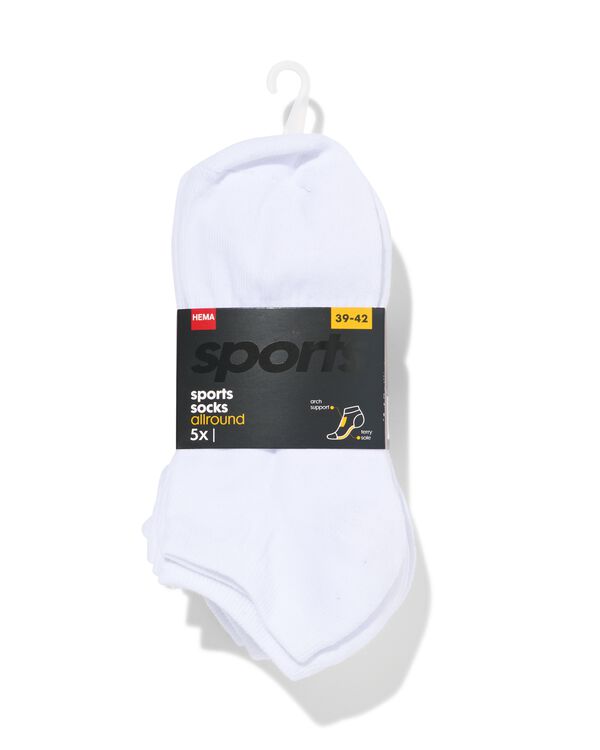 heren enkelsokken sport - 5 paar wit wit - 1000028316 - HEMA