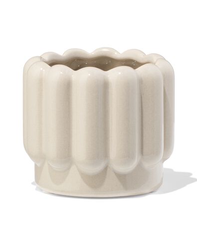 Blumentopf ⌀ 7 x 6 cm, Keramik, gerippt, Grau - 13325024 - HEMA