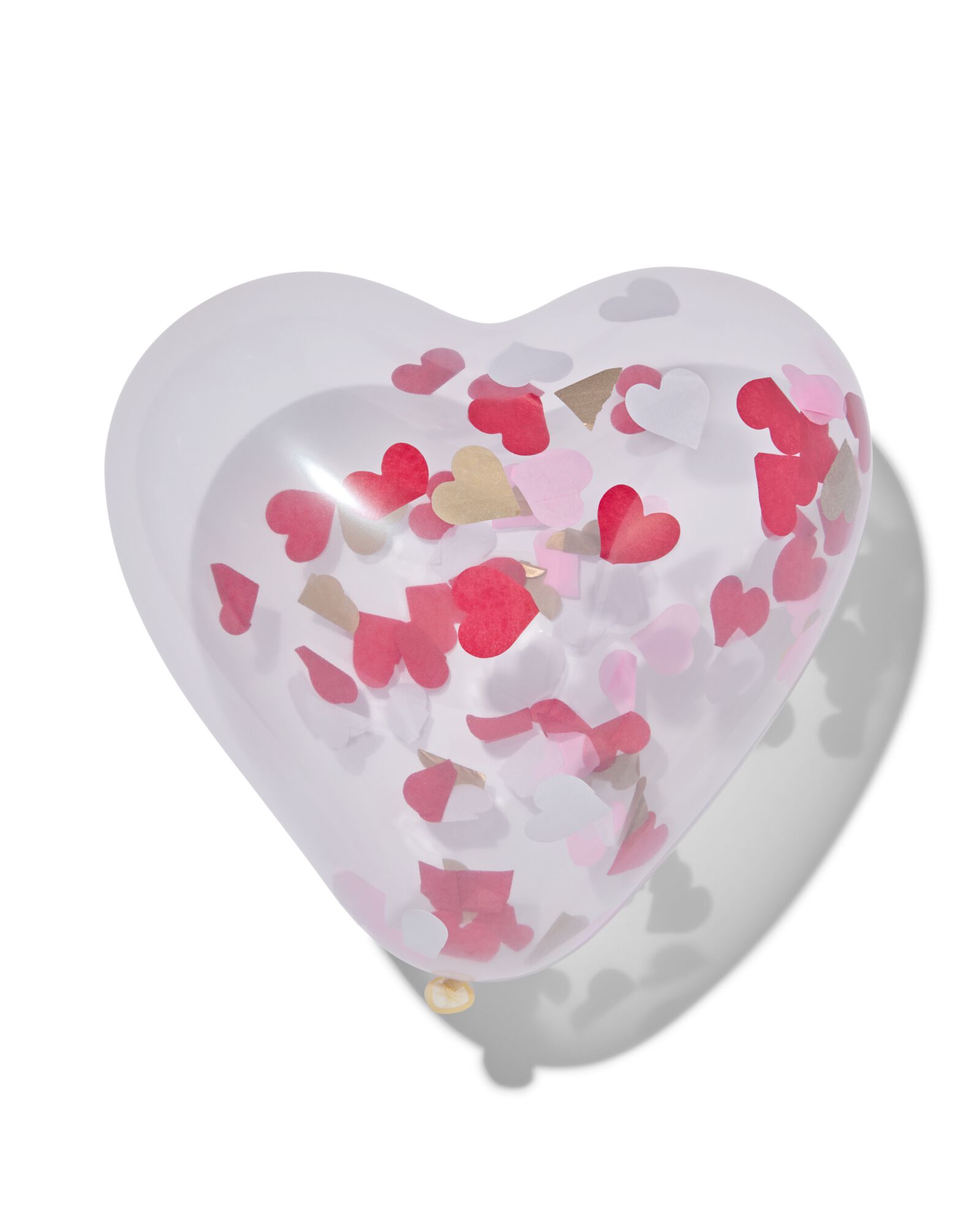 ballons transparents remplis de confettis en forme de coeurs