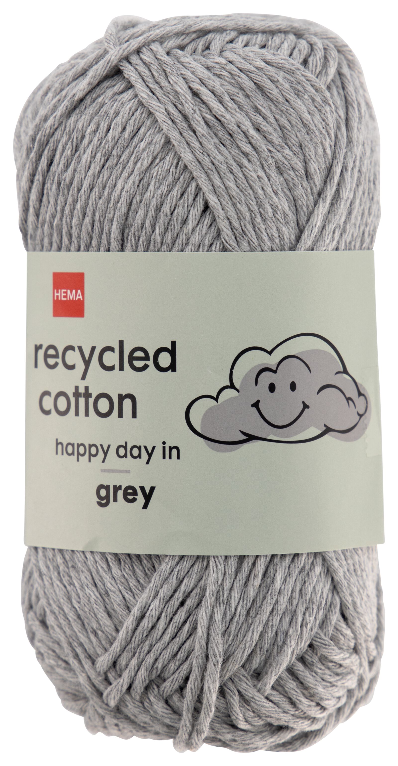 fil à tricoter et à crocheter en coton recyclé 85m gris clair - HEMA