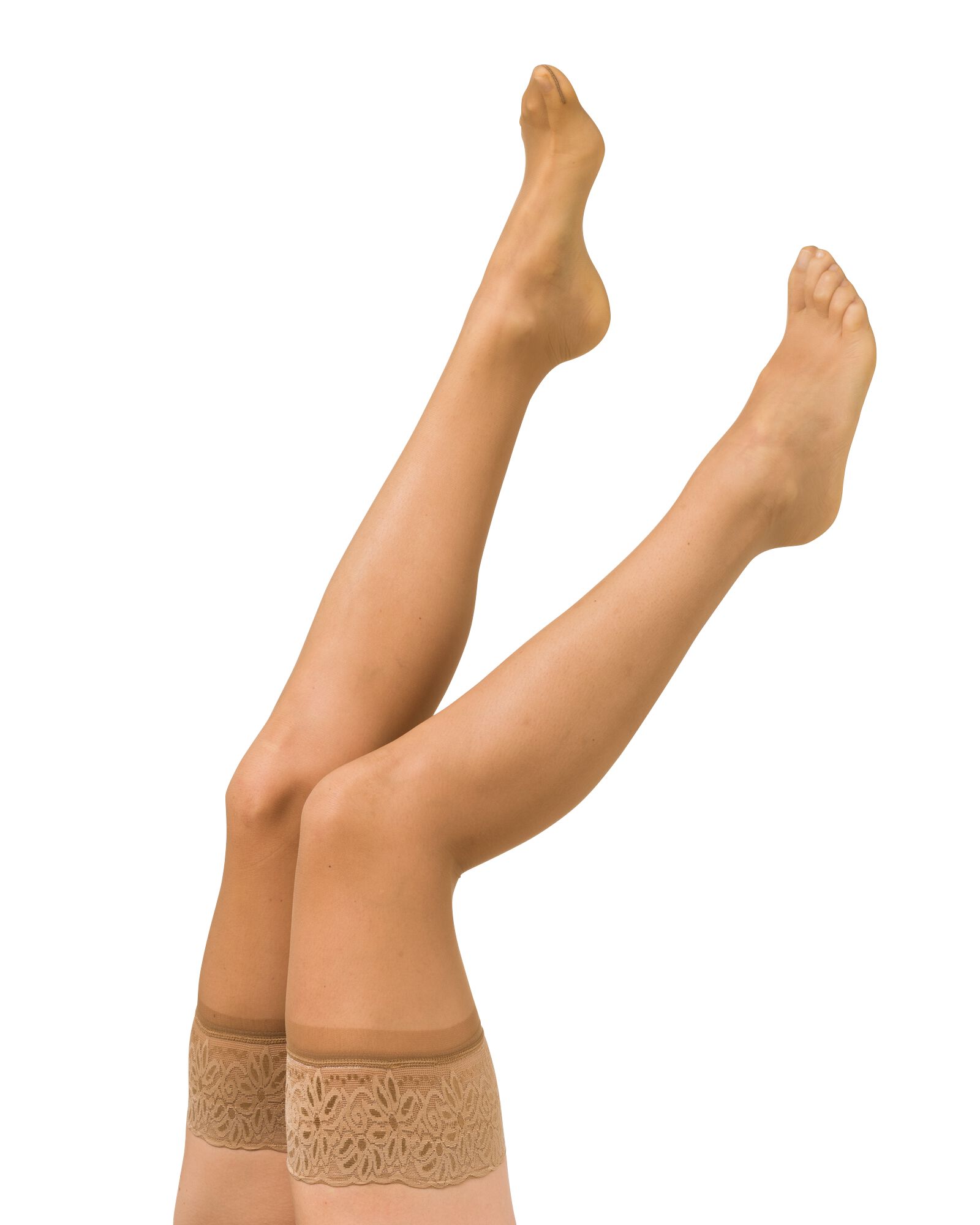 halterlose Str&uuml;mpfe mit Spitze, matt, 15 Denier naturfarben - 1000000959 - HEMA