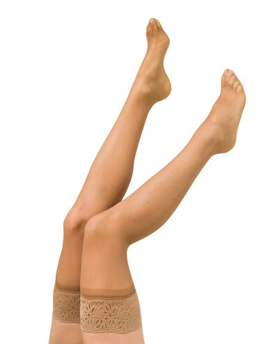 halterlose Str&uuml;mpfe mit Spitze, matt, 15 Denier naturfarben - 1000000959 - HEMA