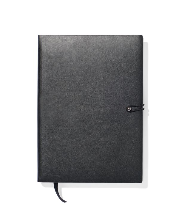 carnet lign&eacute; PU noir A5 - 14100140 - HEMA