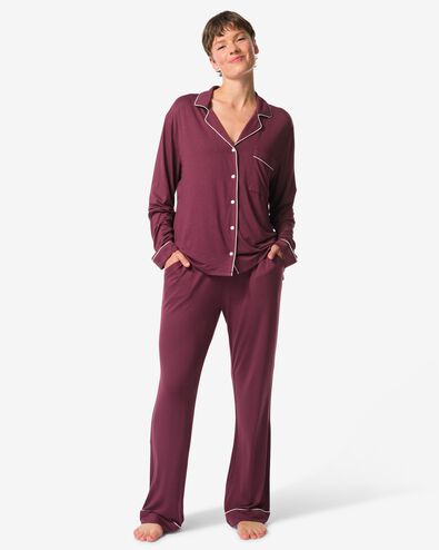 damespyjama bordeauxrood - 23401405BURGUNDYRED - HEMA
