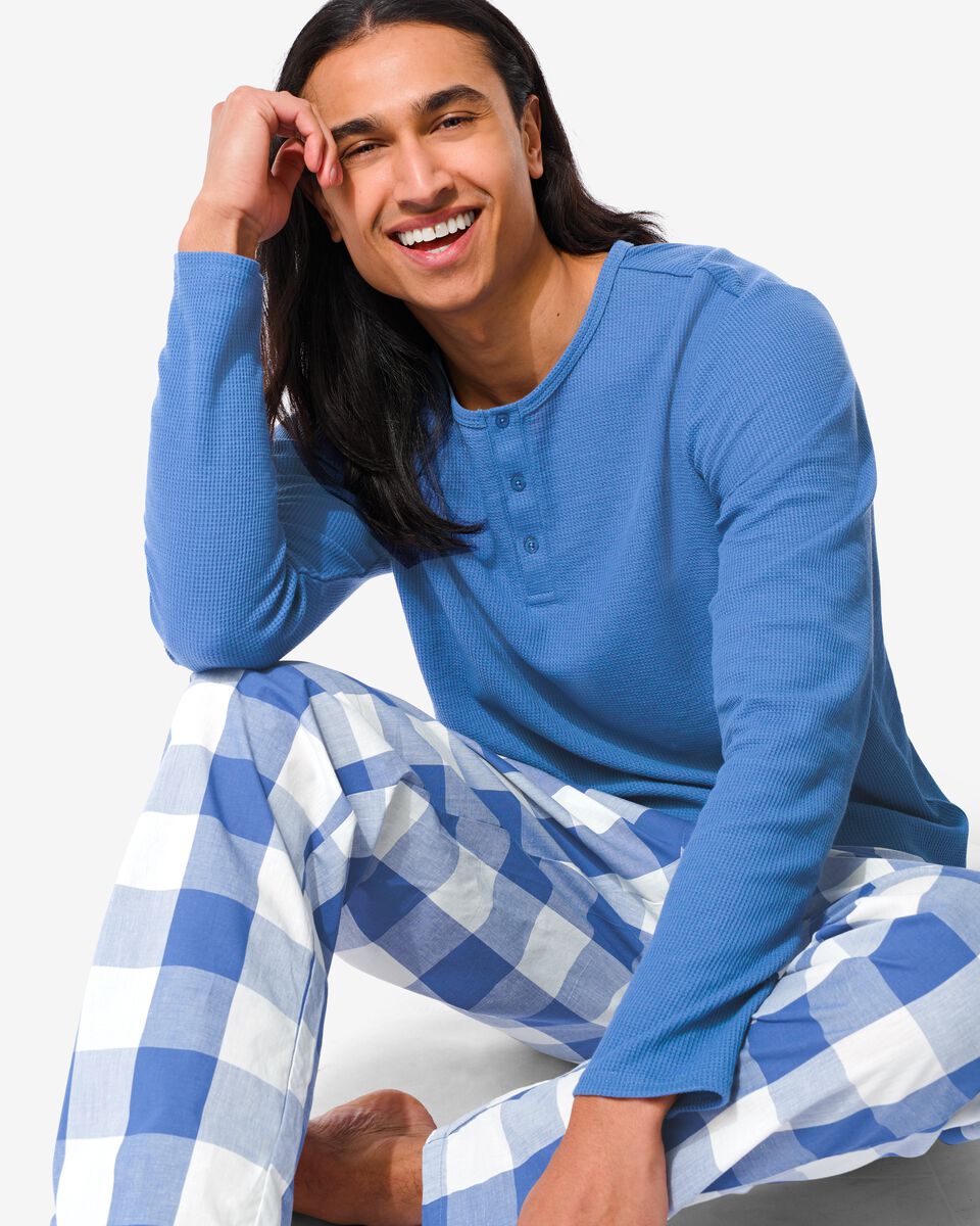 Aardrijkskunde Ongelofelijk wekelijks heren pyjama poplin lichtblauw - HEMA