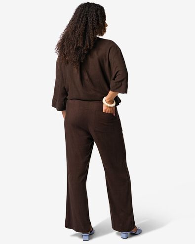 damesbroek Selma wijd donkerbruin donkerbruin - 36208130DARKBROWN - HEMA
