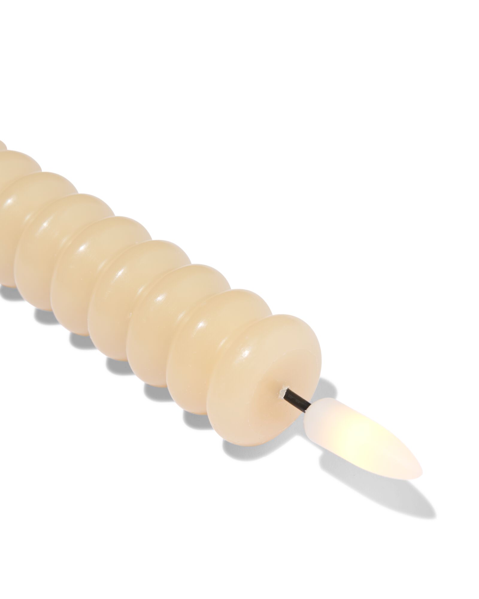 LED-Stabkerze ⌀ 2,3 &times; 20 cm, Rippenstruktur, hellgelb - 13550150 - HEMA