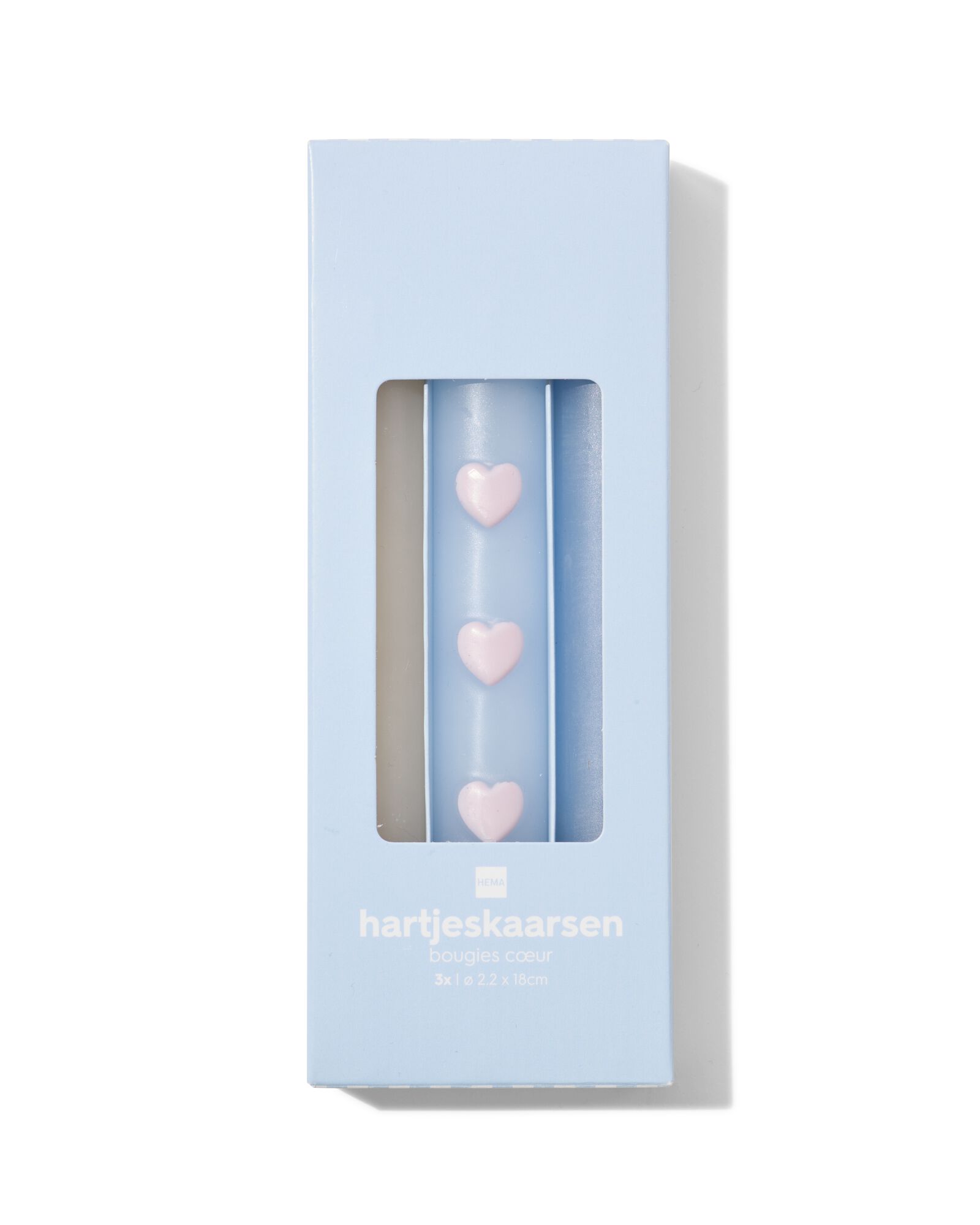 bougies longues c&oelig;urs - 3 pi&egrave;ces - 61104422 - HEMA