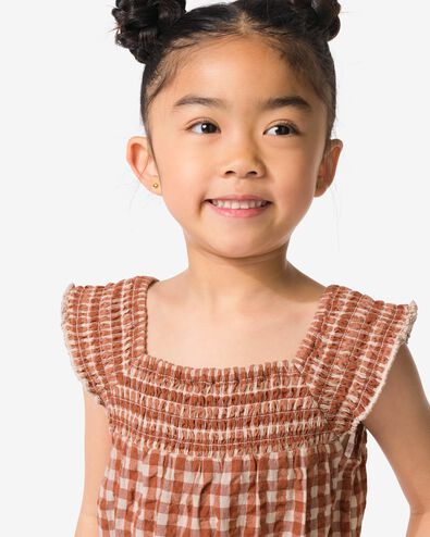 kinderjumpsuit seersucker ruit bruin - 30847145BROWN - HEMA