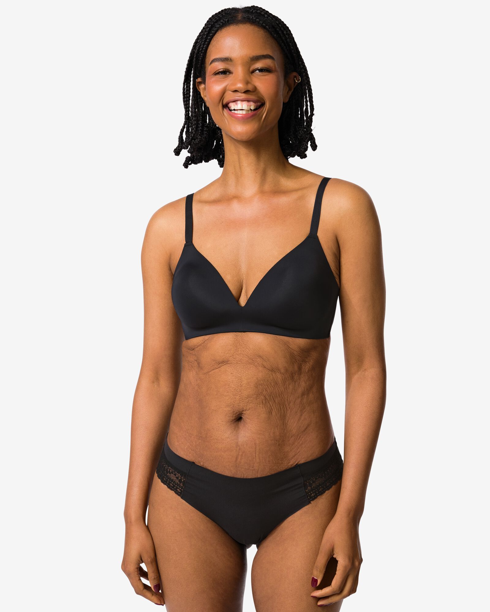 dames brazilian micro met kanten inzet zwart - 1000021590 - HEMA
