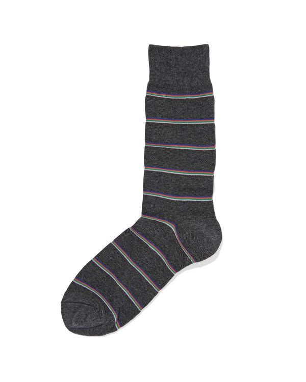 heren sokken met katoen strepen grijsmelange grijsmelange - 4152670GREYMELANGE - HEMA