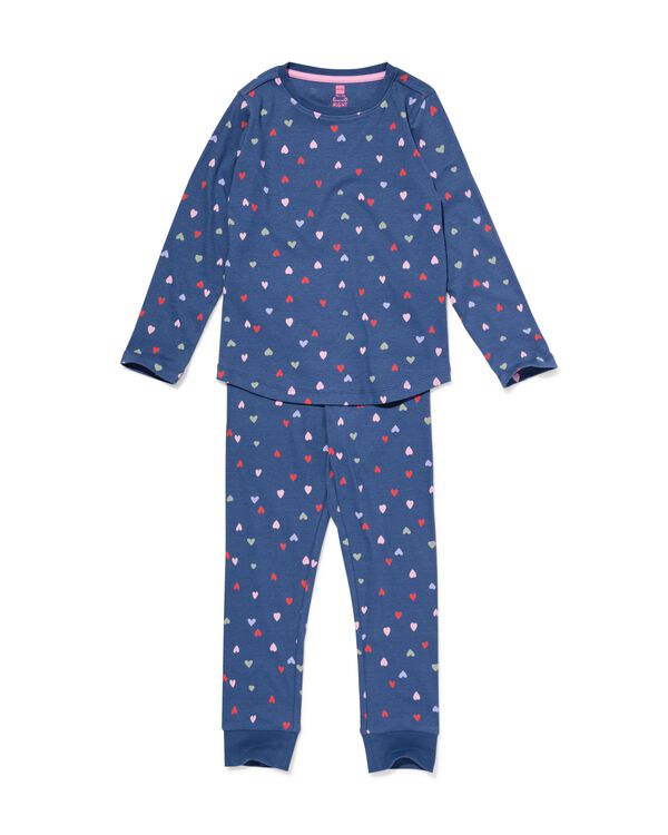 kinderpyjama rib hartjes donkerblauw donkerblauw - 23000940DARKBLUE - HEMA