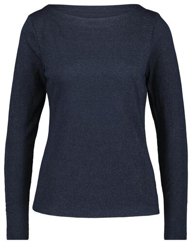 t-shirt femme paillettes bleu foncé - 1000021676 - HEMA