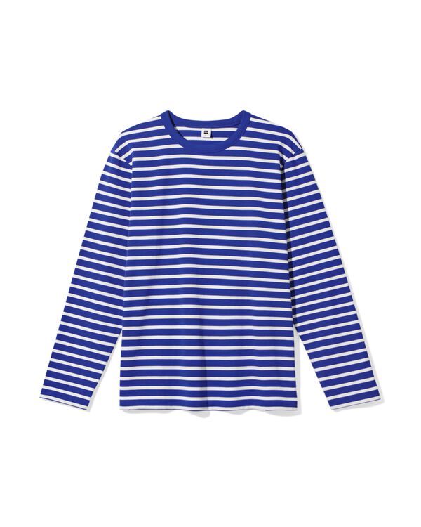 heren T-shirt Loek jersey strepen felblauw felblauw - 2101940BRIGHTBLUE - HEMA