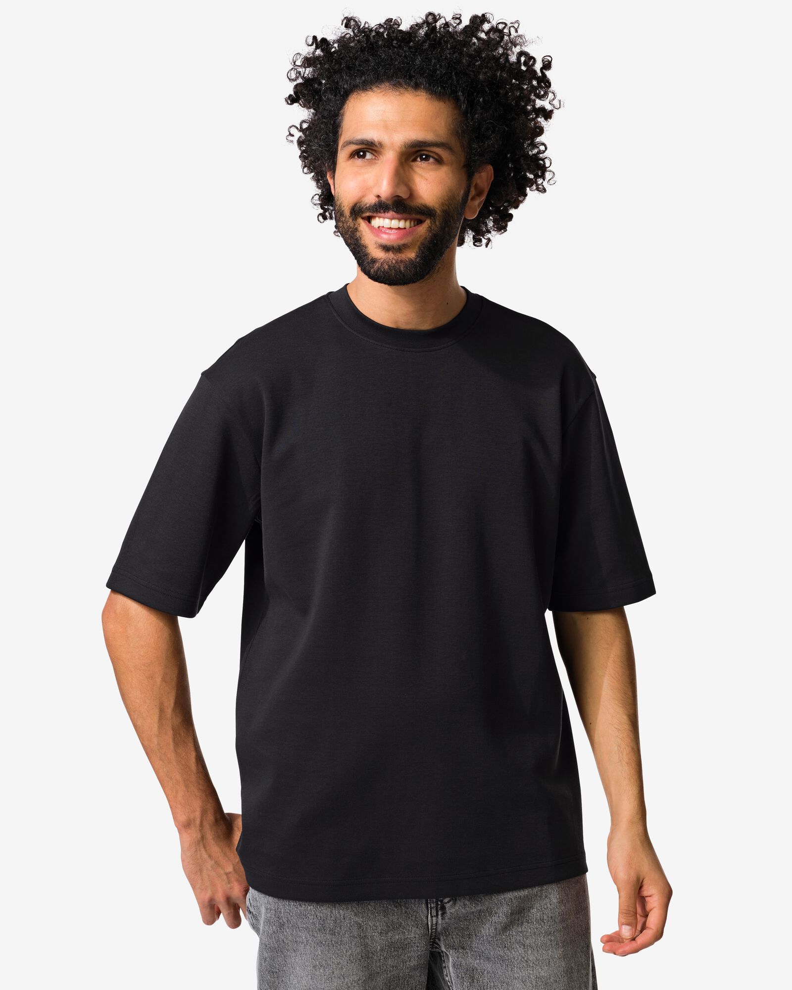 heren T-shirt Job oversized fit zwart zwart - 2179040BLACK - HEMA