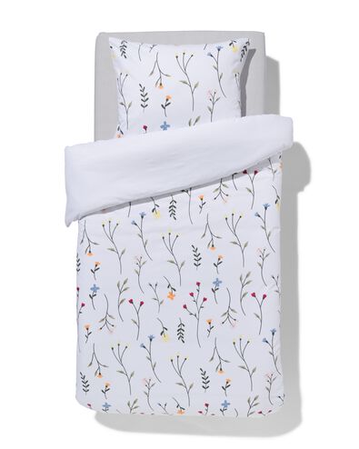 housse de couette en coton doux 140x200/220 fleurs blanc - 5790203 - HEMA