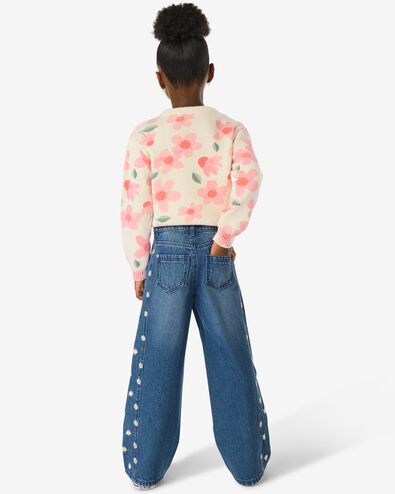 kinderjeans wide fit bloemen donkerblauw donkerblauw - 30851705DARKBLUE - HEMA