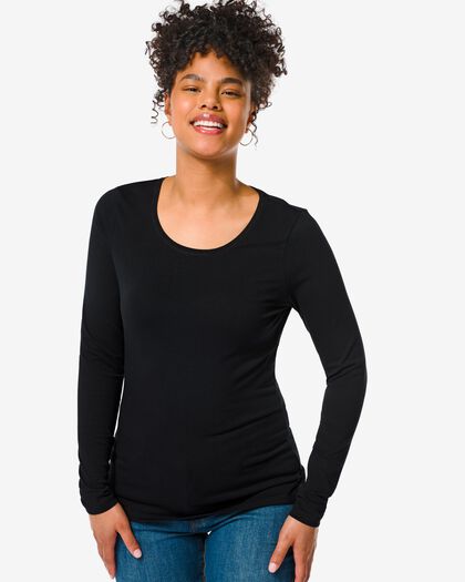t-shirt femme classique noir S - 36396081 - HEMA