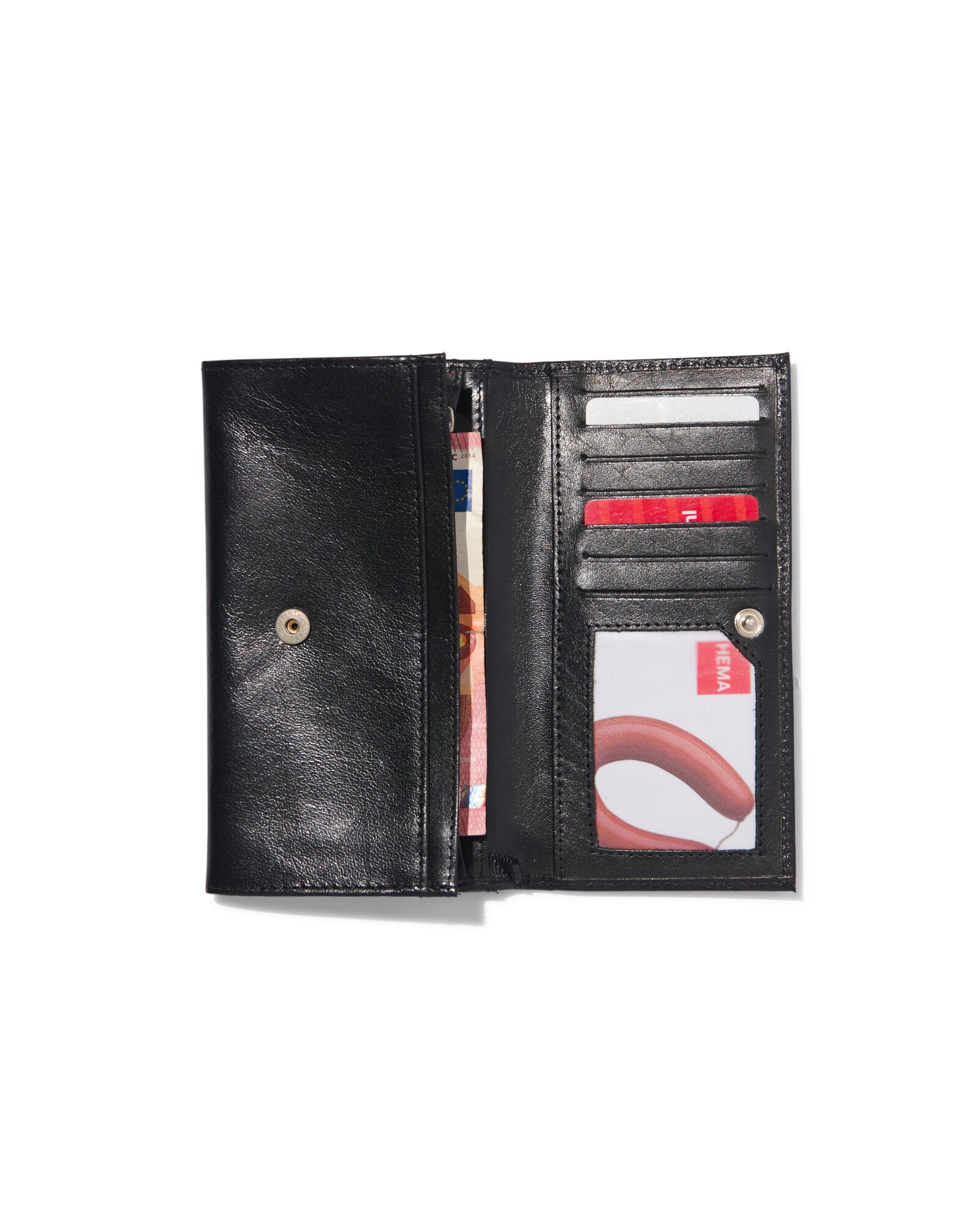 huishoudportemonnee zwart leer RFID - 18140069 - HEMA