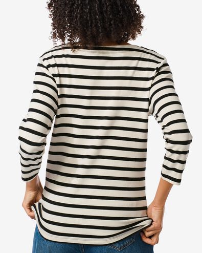 dames t-shirt Cara met boothals wit/zwart L - 36351283 - HEMA